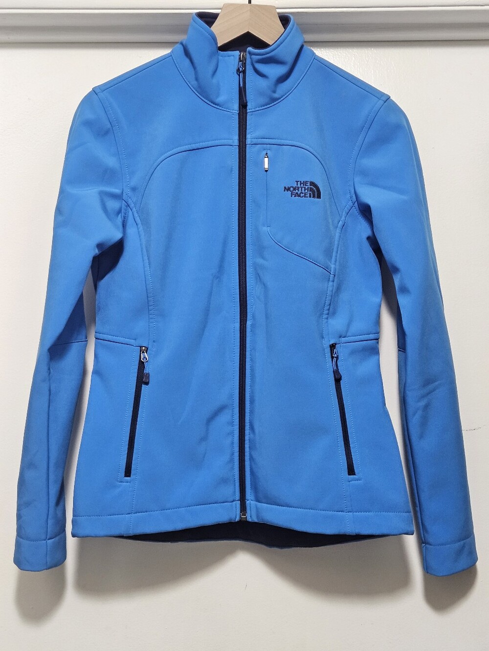 womens Small The North Face Windwall softshell Jacket fleece lined blue layer